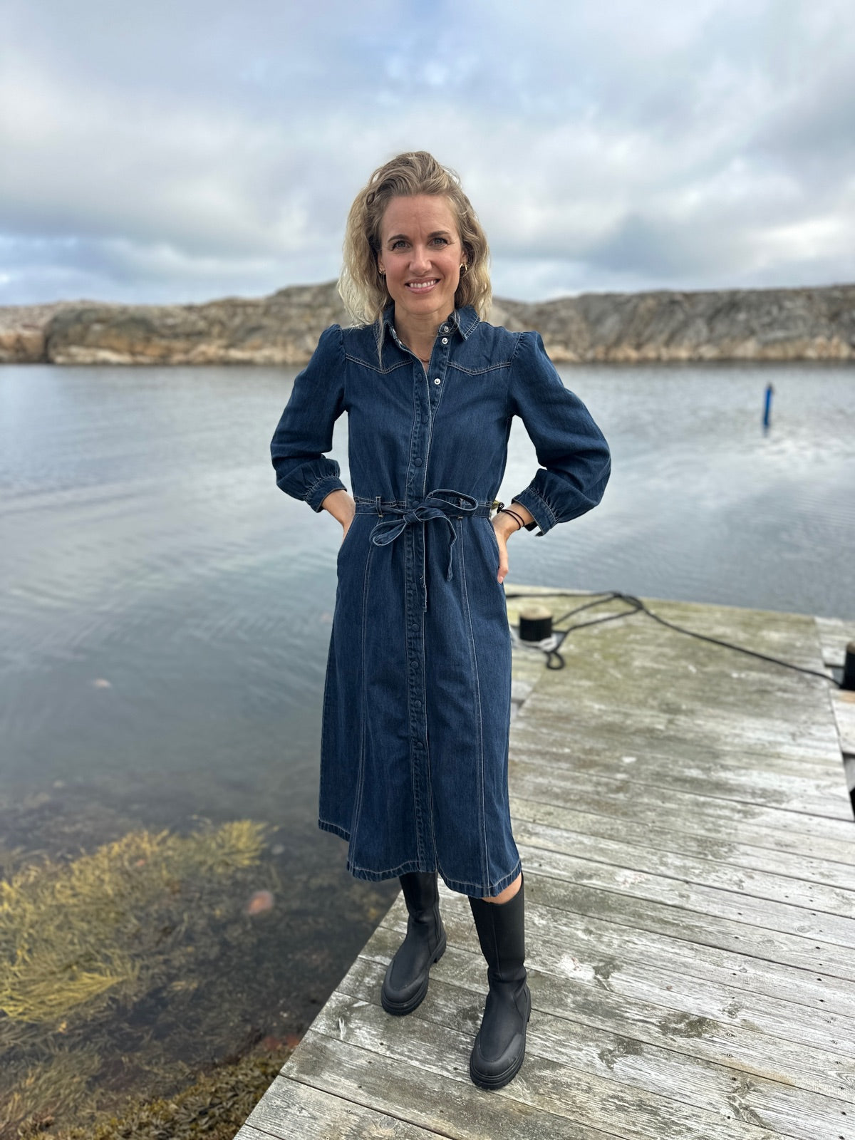 Onljulie Long Sleeve Dress Dark Blue Denim