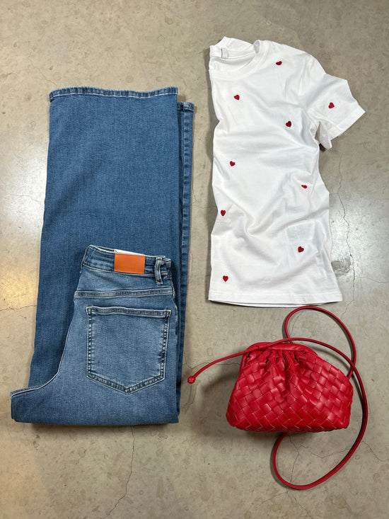 Onlketty Life Short Sleeve O Neck Top Bright White Heart
