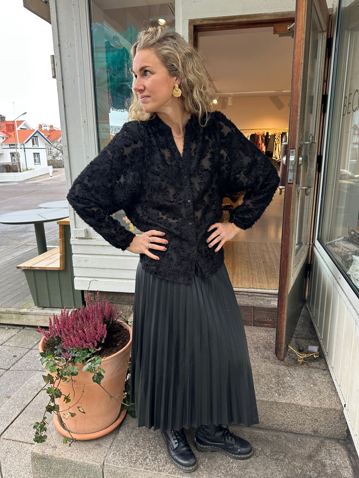 Onlkorsa Long Sleeve Jaquard Shirt Black