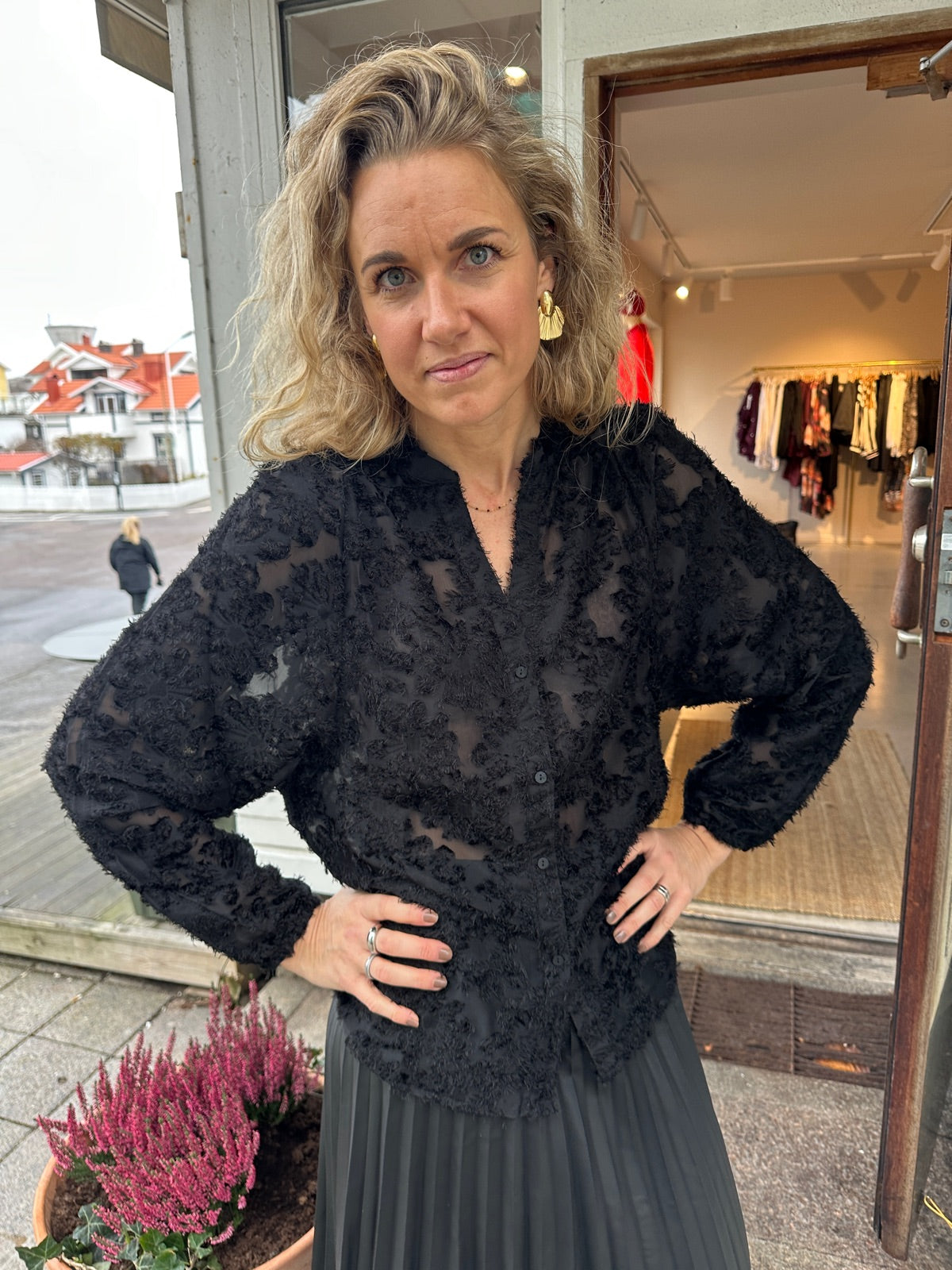 Onlkorsa Long Sleeve Jaquard Shirt Black