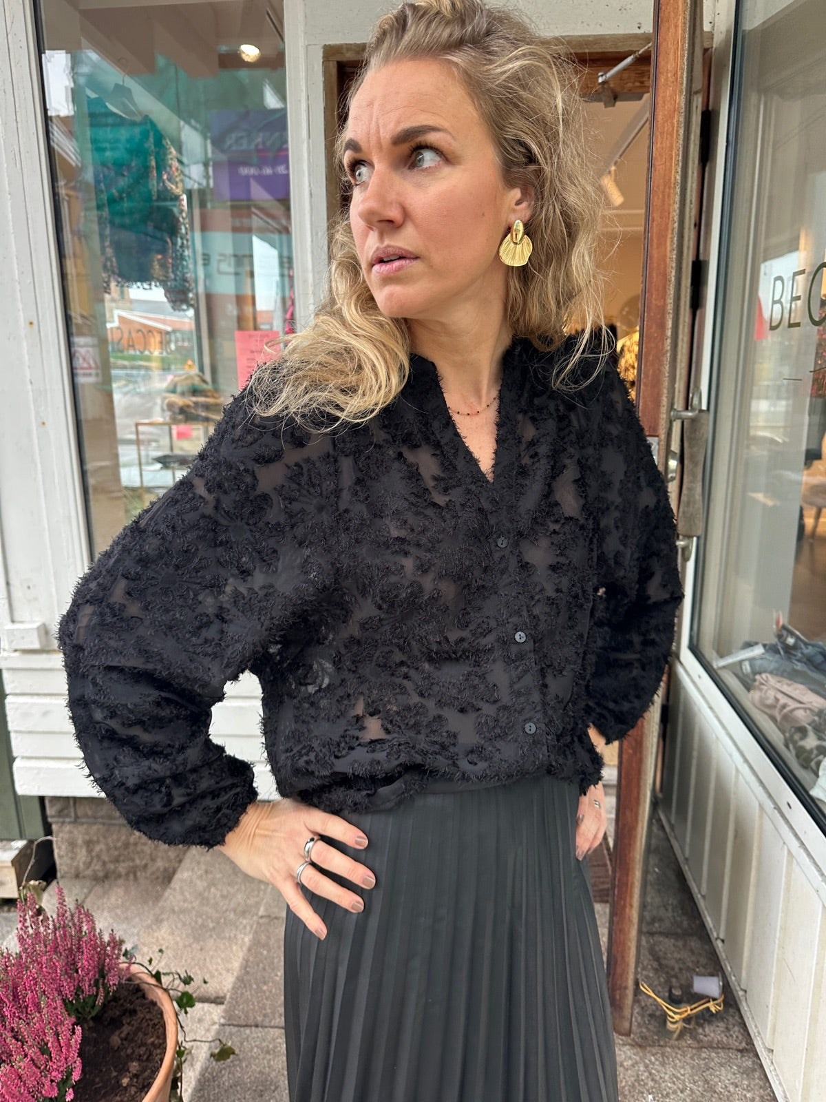 Onlkorsa Long Sleeve Jaquard Shirt Black