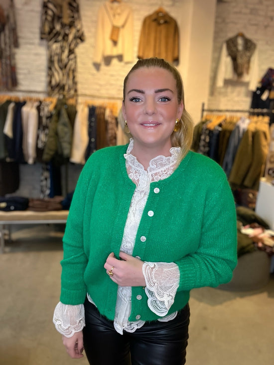 Onlmaggie Life Long Sleeve Button Cardigan Medium Green Melange