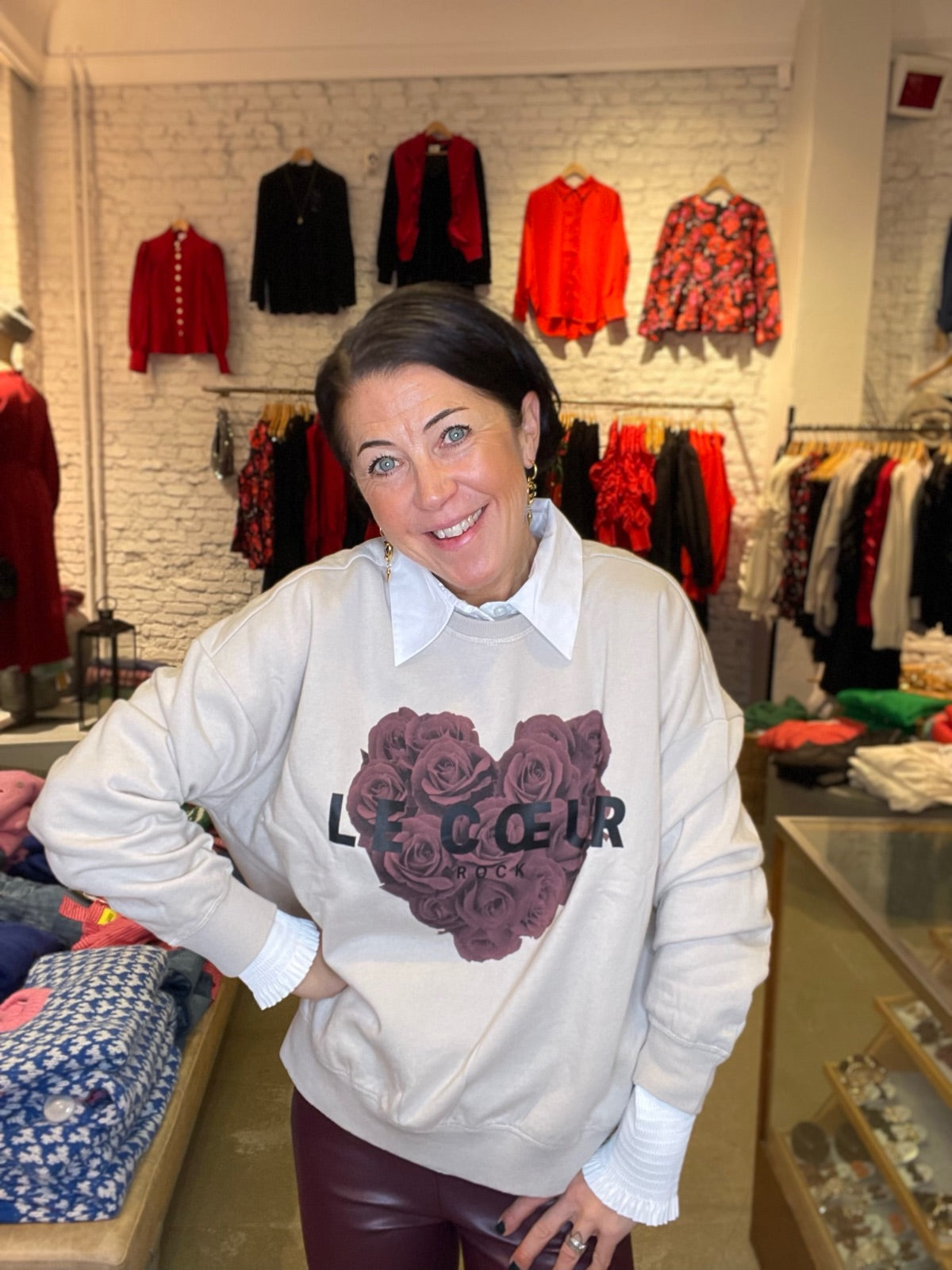 Onlsinna Long Sleeve O Neck Print Pumice Stone Heart