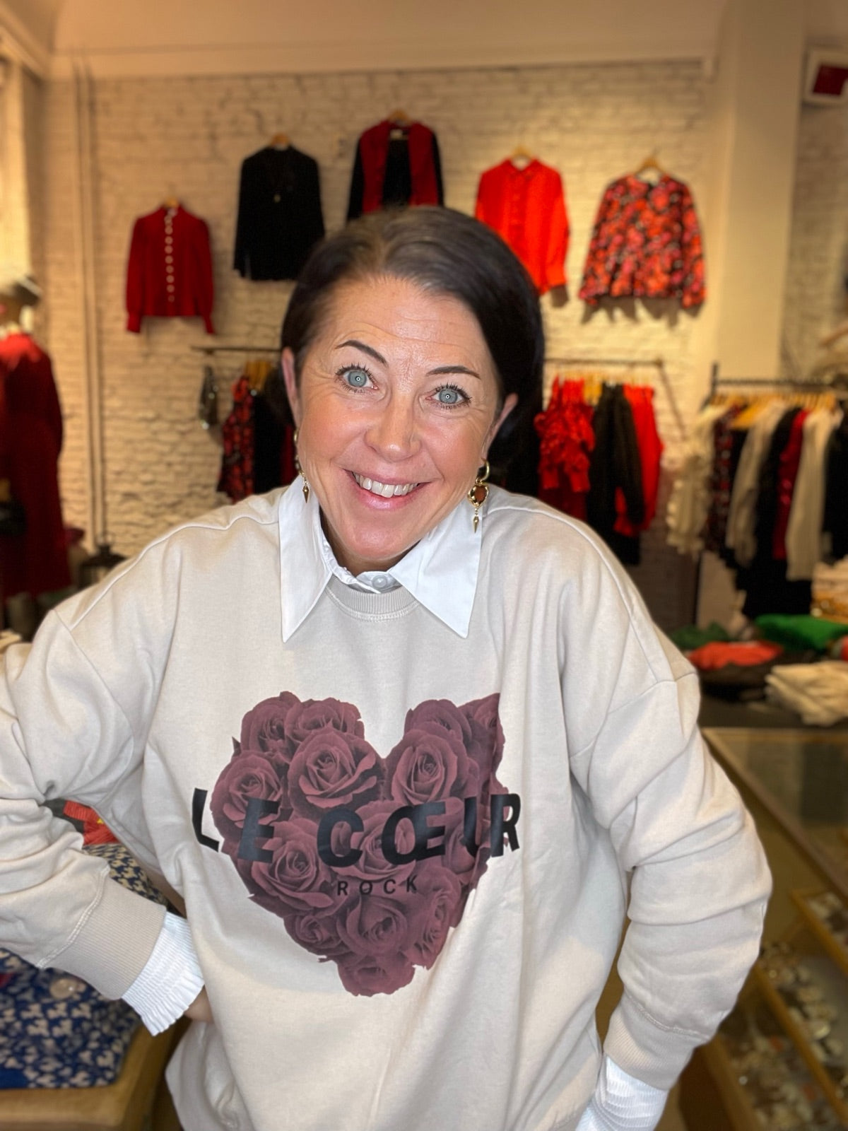 Onlsinna Long Sleeve O Neck Print Pumice Stone Heart