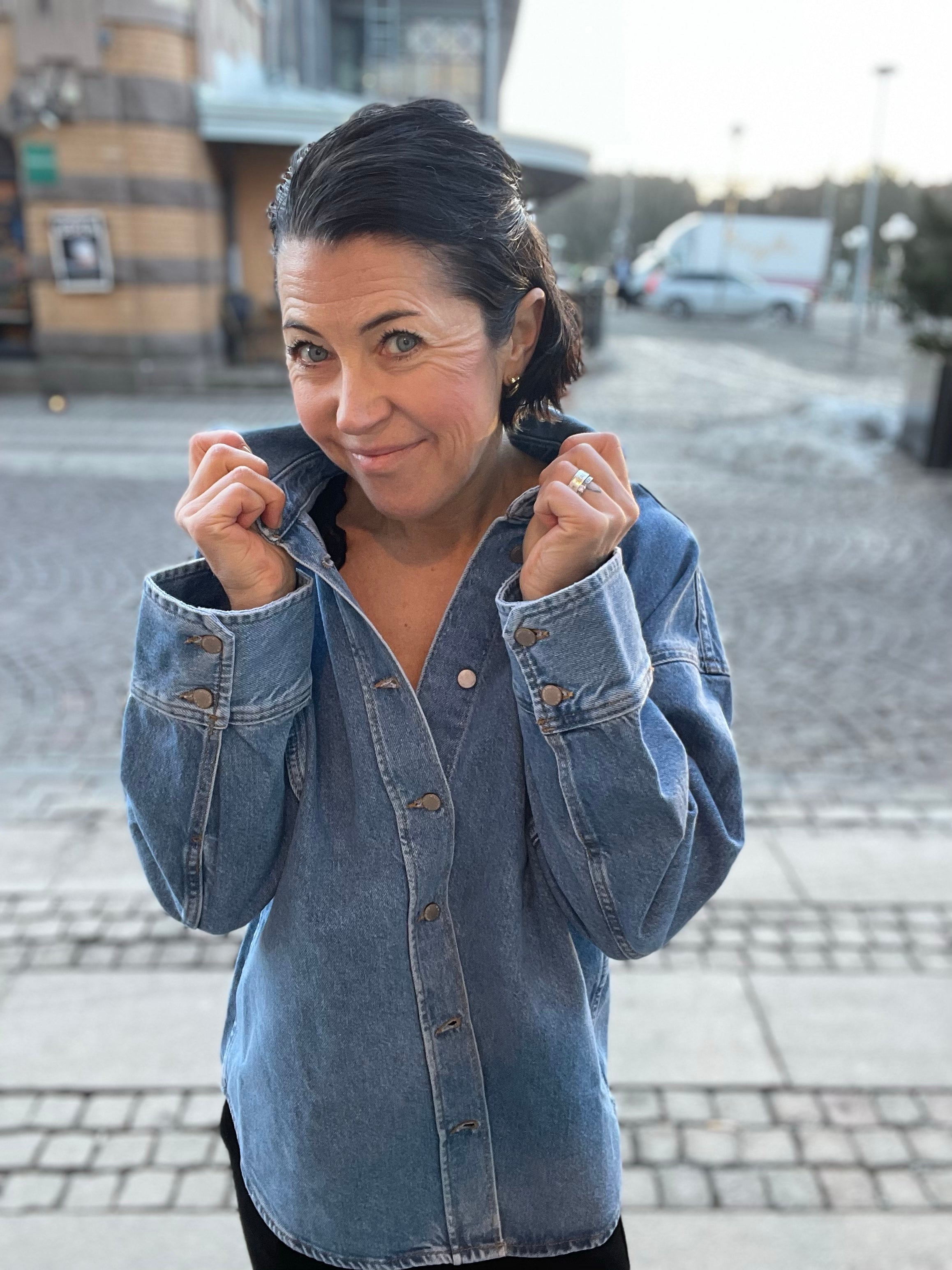 Onlsophie Long Sleeve Oversized Jkt Sik Medium Blue Denim