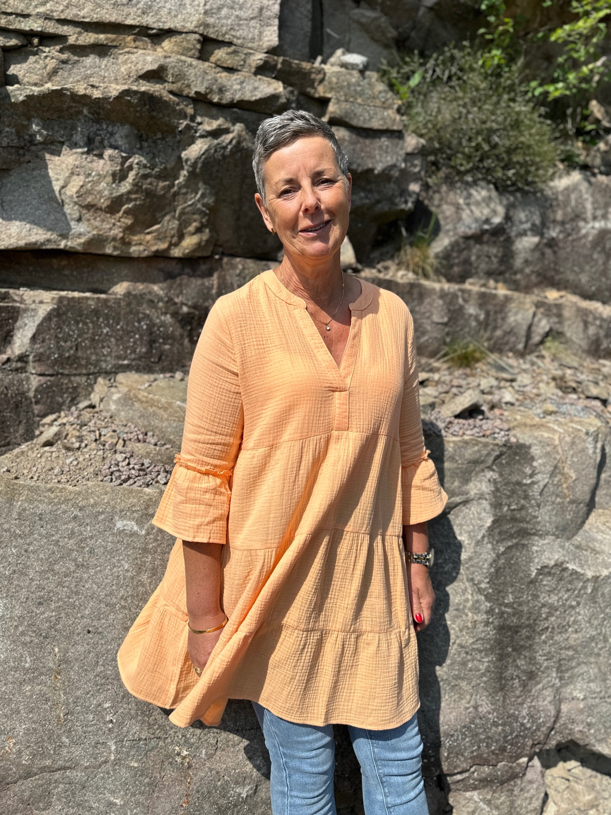 Onlthyra Peplon Dress Orange Chiffon