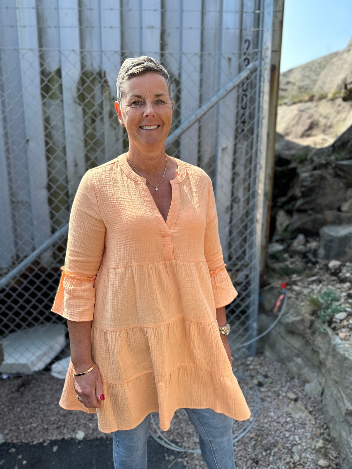 Onlthyra Peplon Dress Orange Chiffon