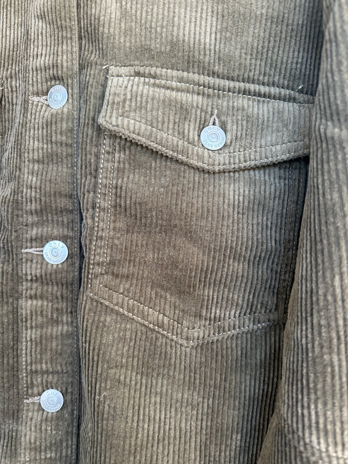 Onltiggy Long Sleeve Cord Shacket Stone Gray