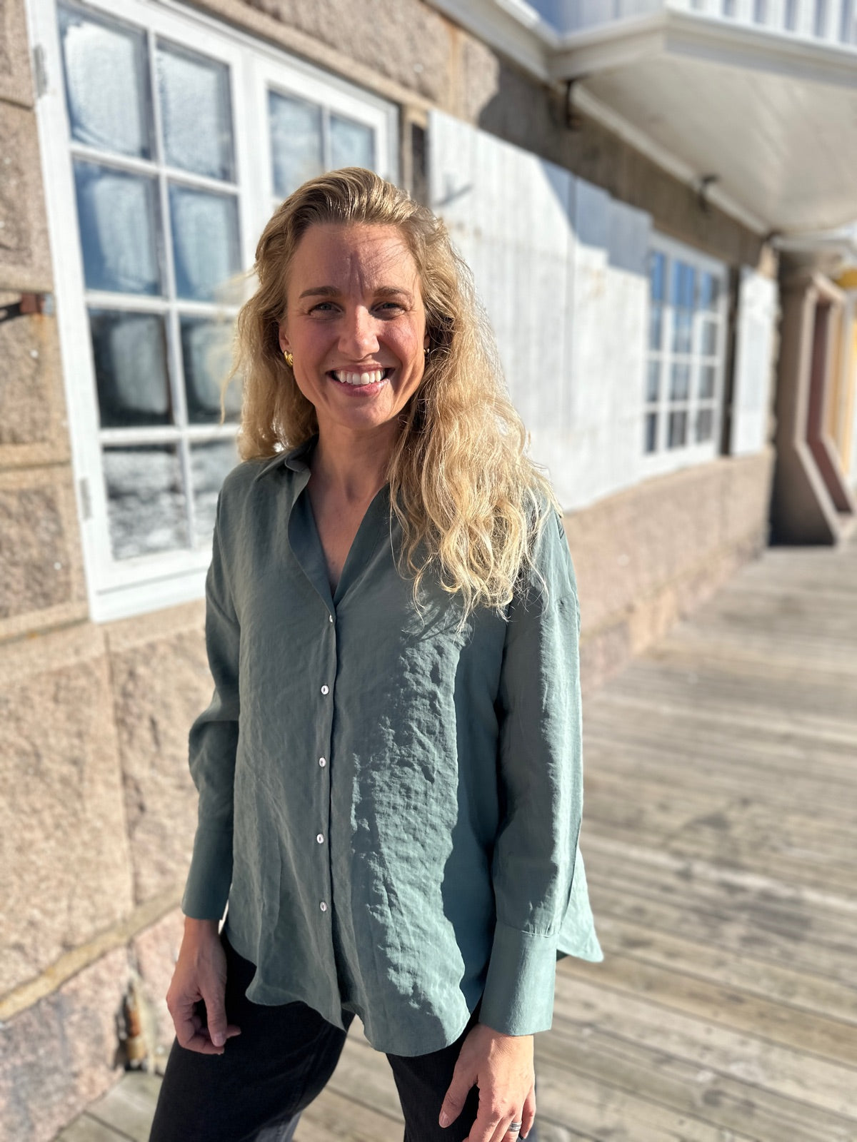 Onlzazima Long Sleeve Loose Shirt Balsam Green