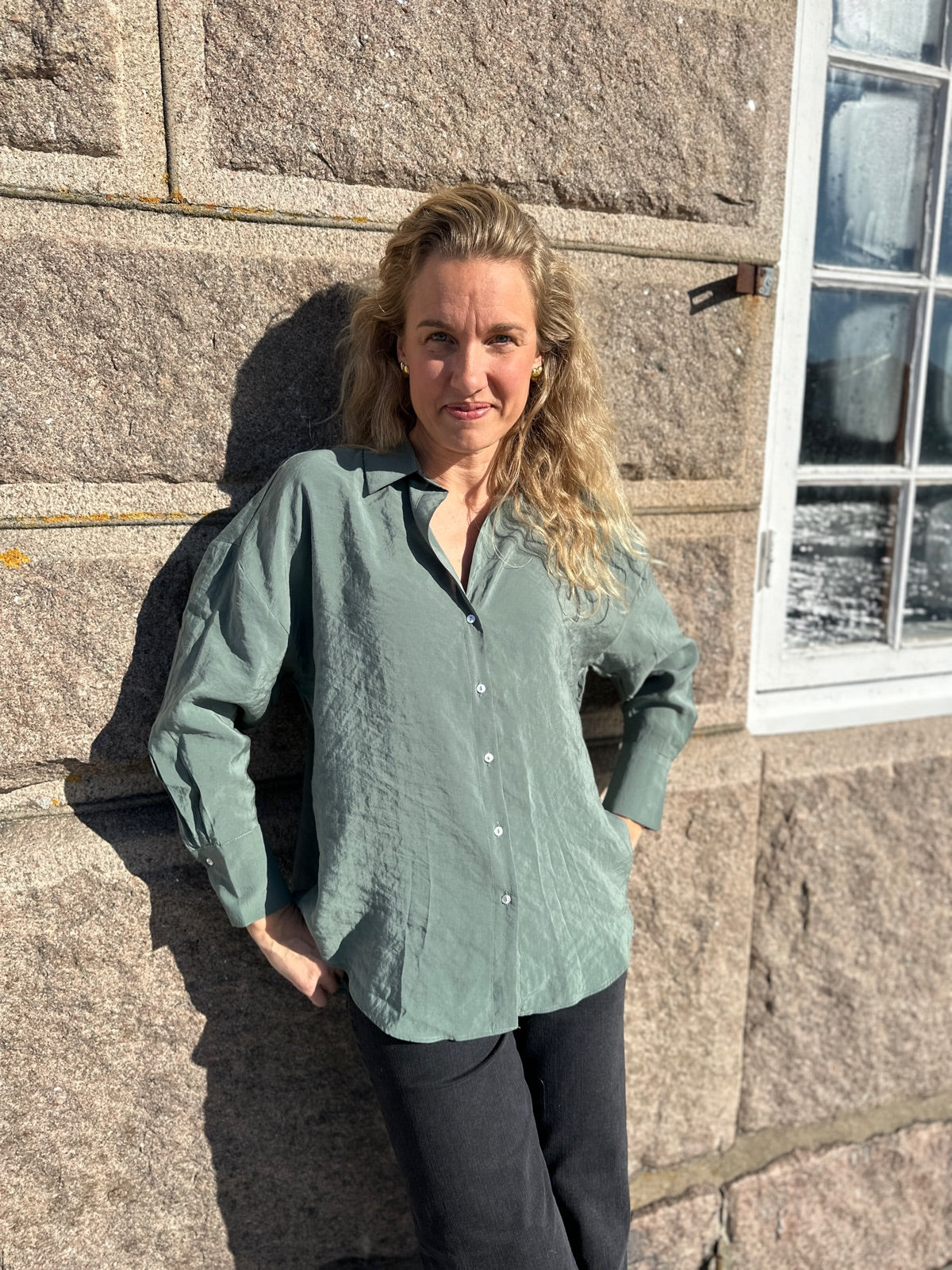 Onlzazima Long Sleeve Loose Shirt Balsam Green