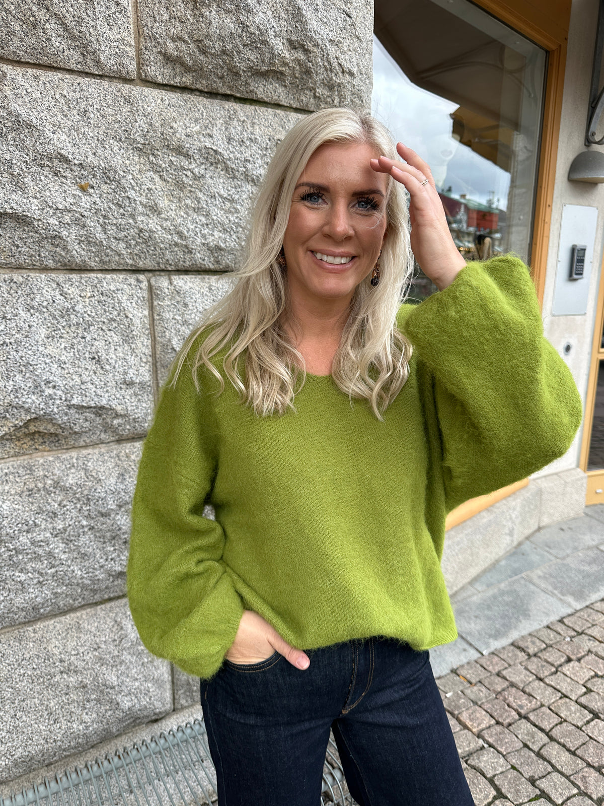 Pcallie Long Sleeve V Neck Knit Mwa Woodbine Melange
