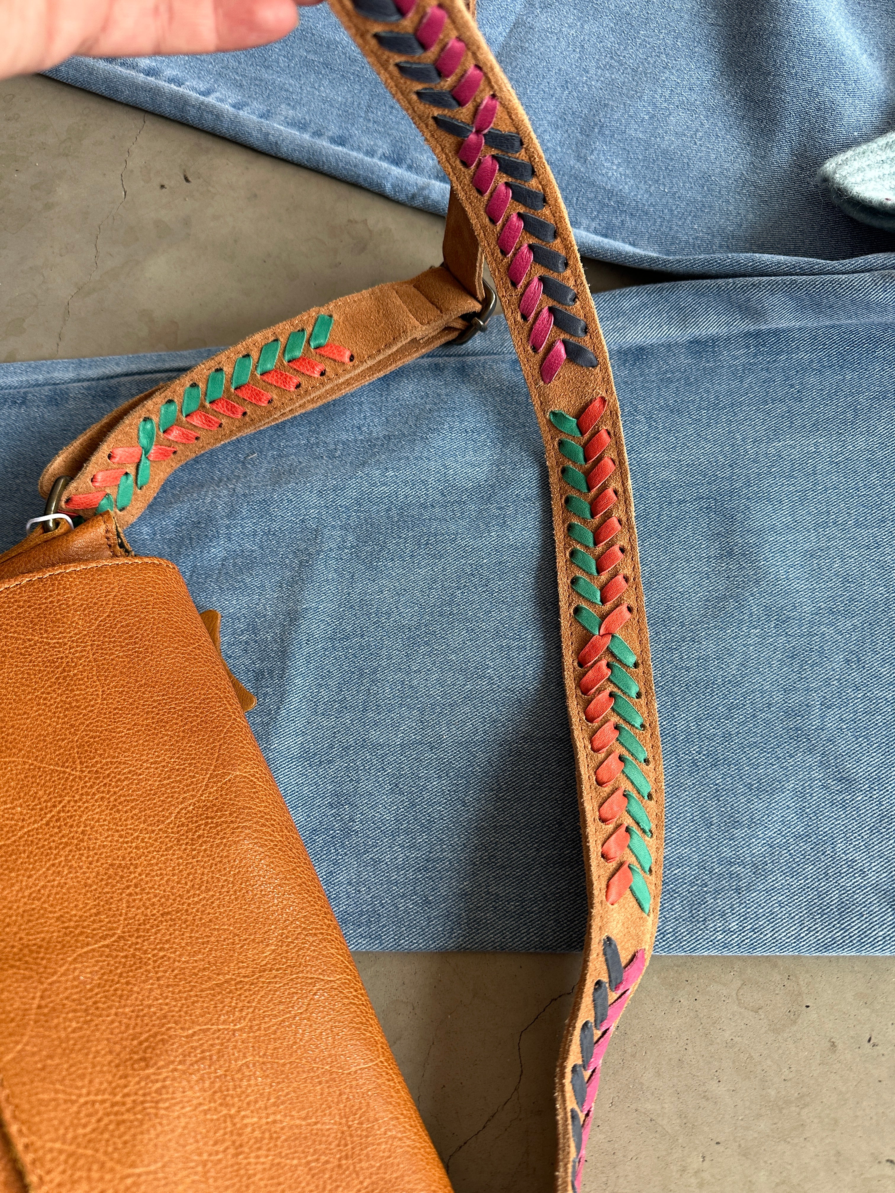 Pcbenna Leather Crossbody Cognac Braided Strap