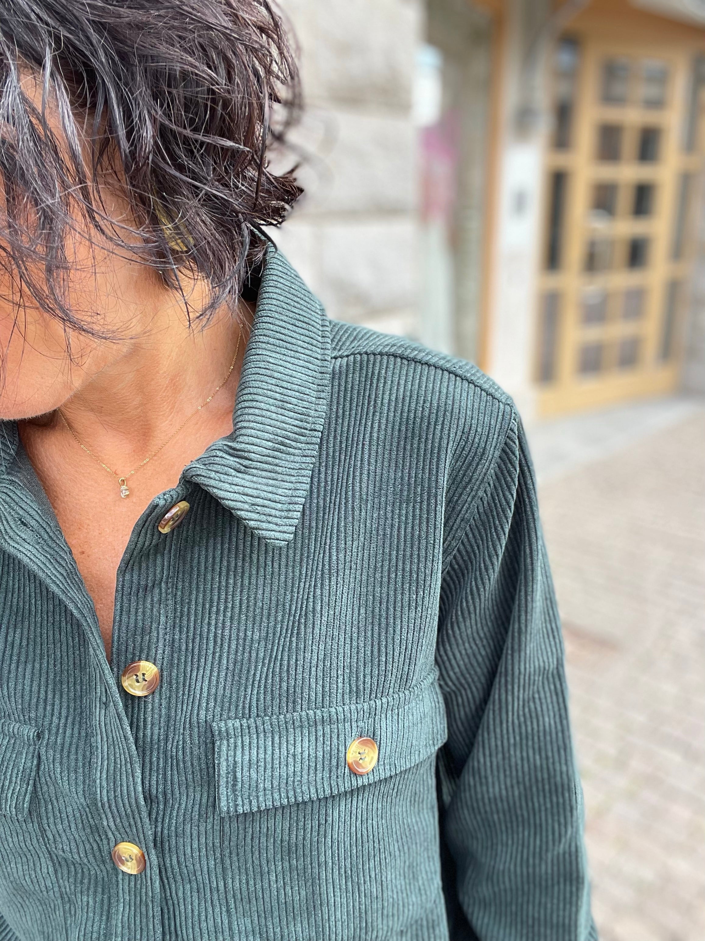 Pceffi Long Sleeve Corduroy Shirt Scarab