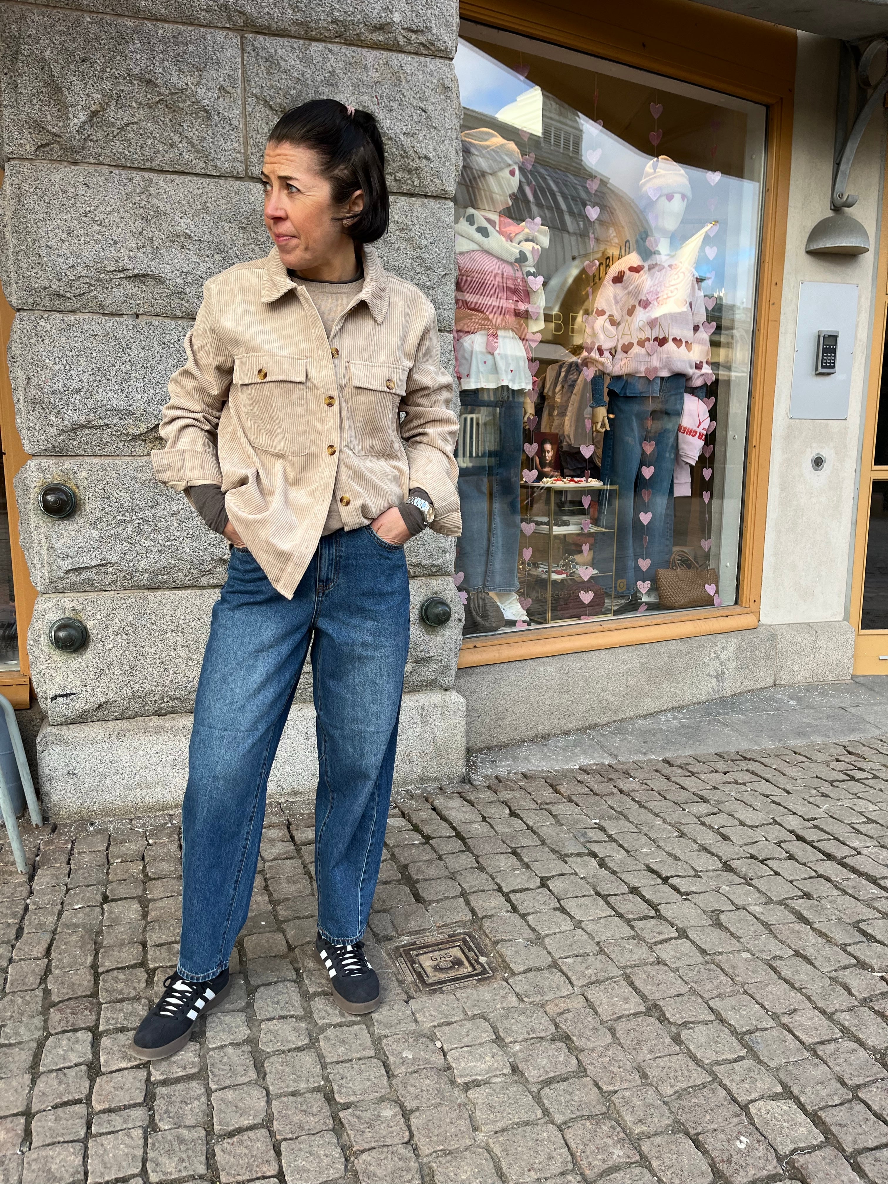 Pceffi Long Sleeve Corduroy Shirt White Pepper