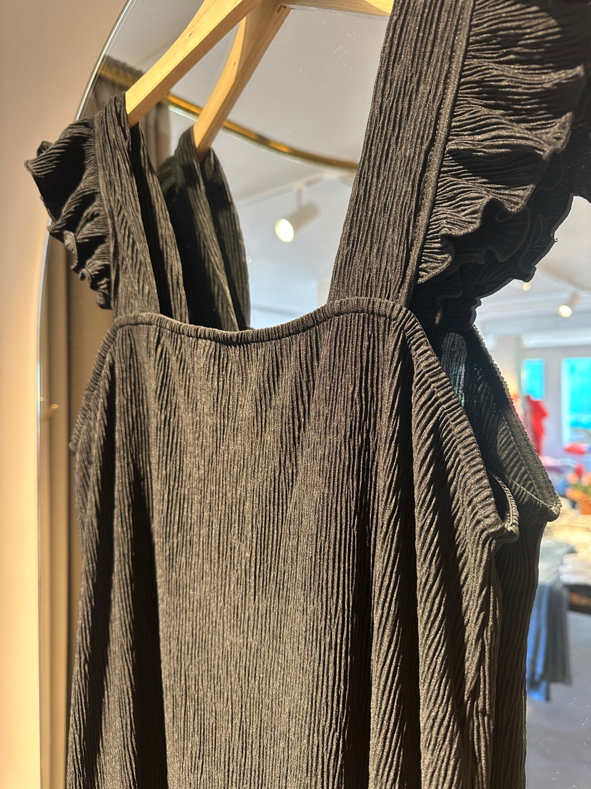 Pcflora Strap Flounce Dress Black