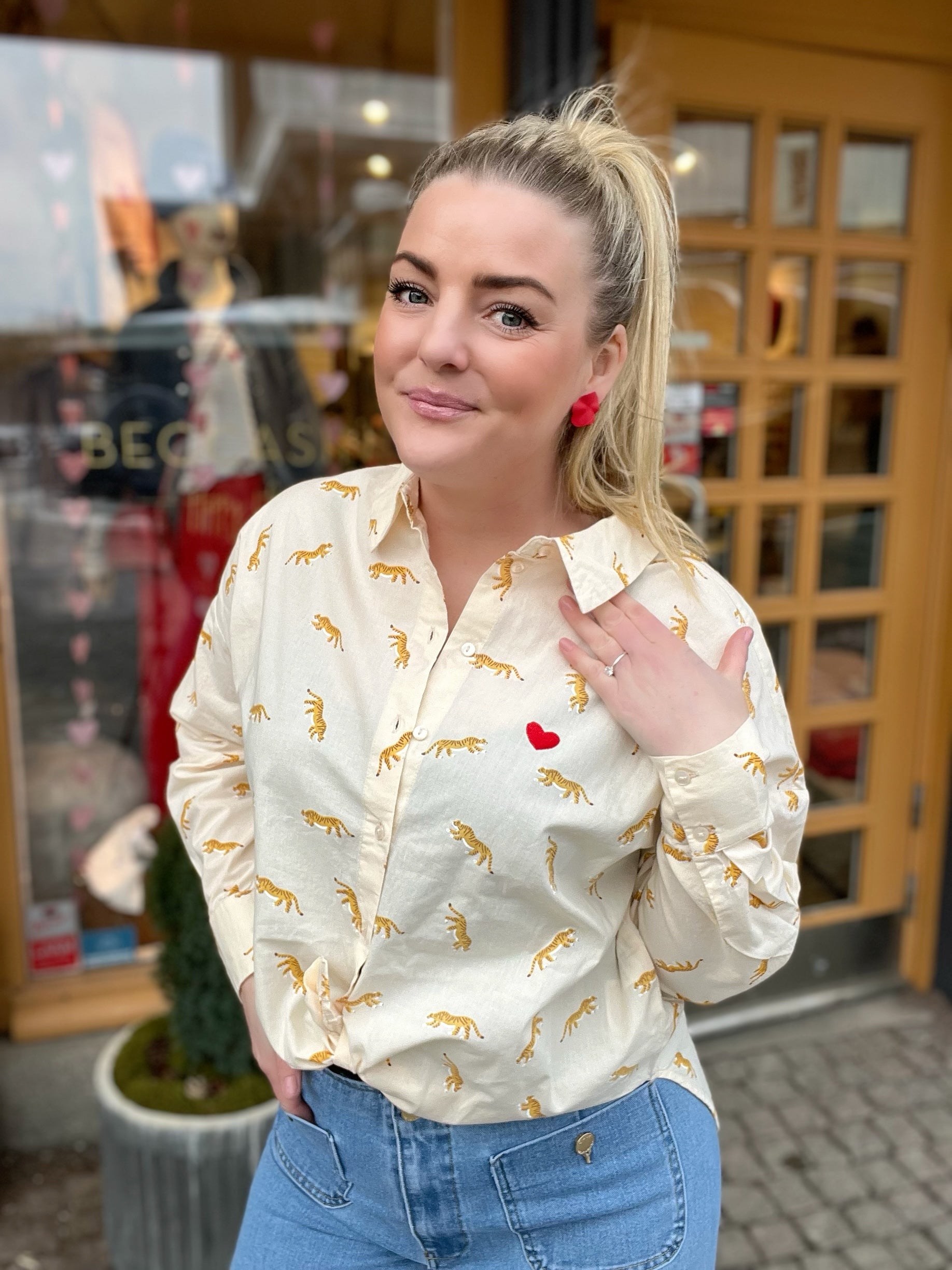 Pcjanna Long Sleeve Loose Shirt White Smoke Small Tigers