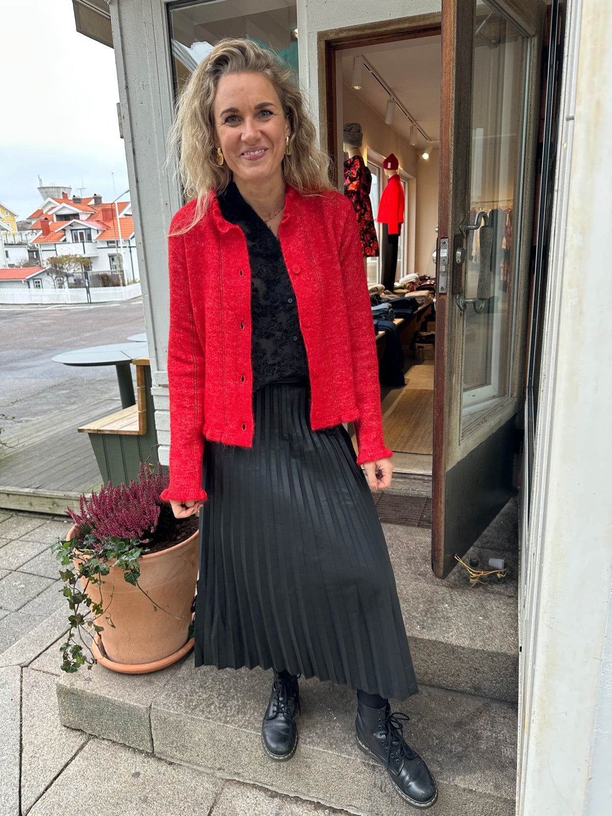 Pcjasmijn Long Sleeve O Neck Knit Caridgan Goji Berry