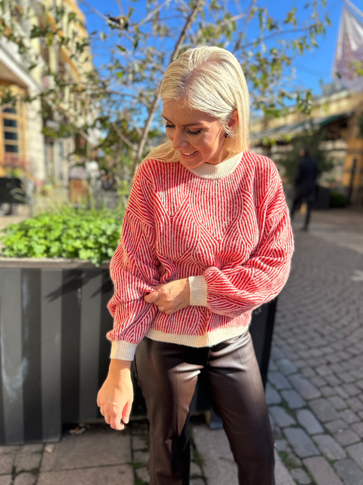 Pcjenna Long Sleeve O Neck Knit Whitecap Gray Goji Berry