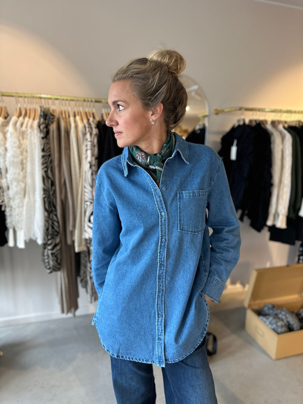 Pcmaisie Long Sleeve Denim Shirt Medium Blue Denim