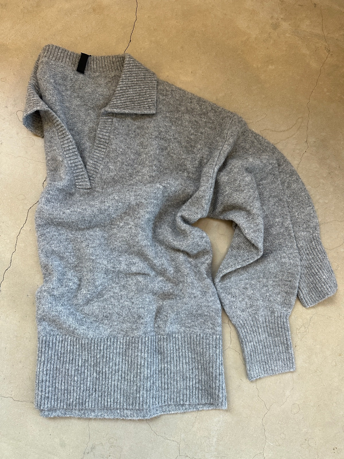 Pcmalou Long Sleeve Polo Knit Medium Grey Melange