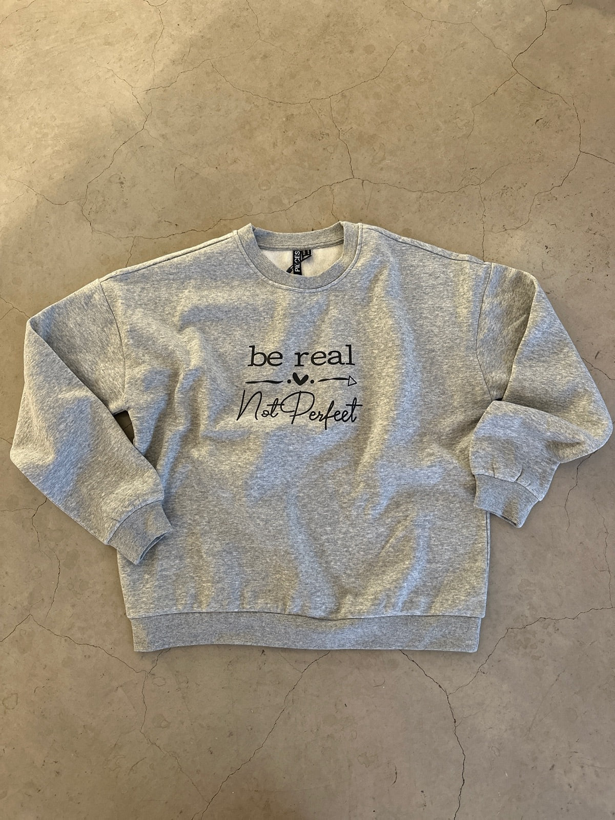 Pcmaria Long Sleeve Oversize Sweat Mm Light Grey Melange Blackbe Real