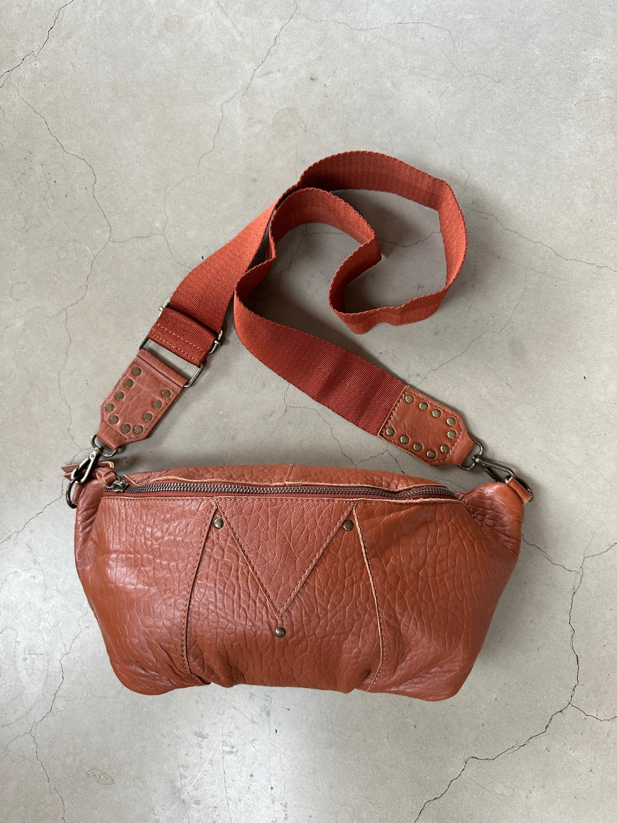 Pcmilla Leather Bumbag Whiskey Brown Bubble