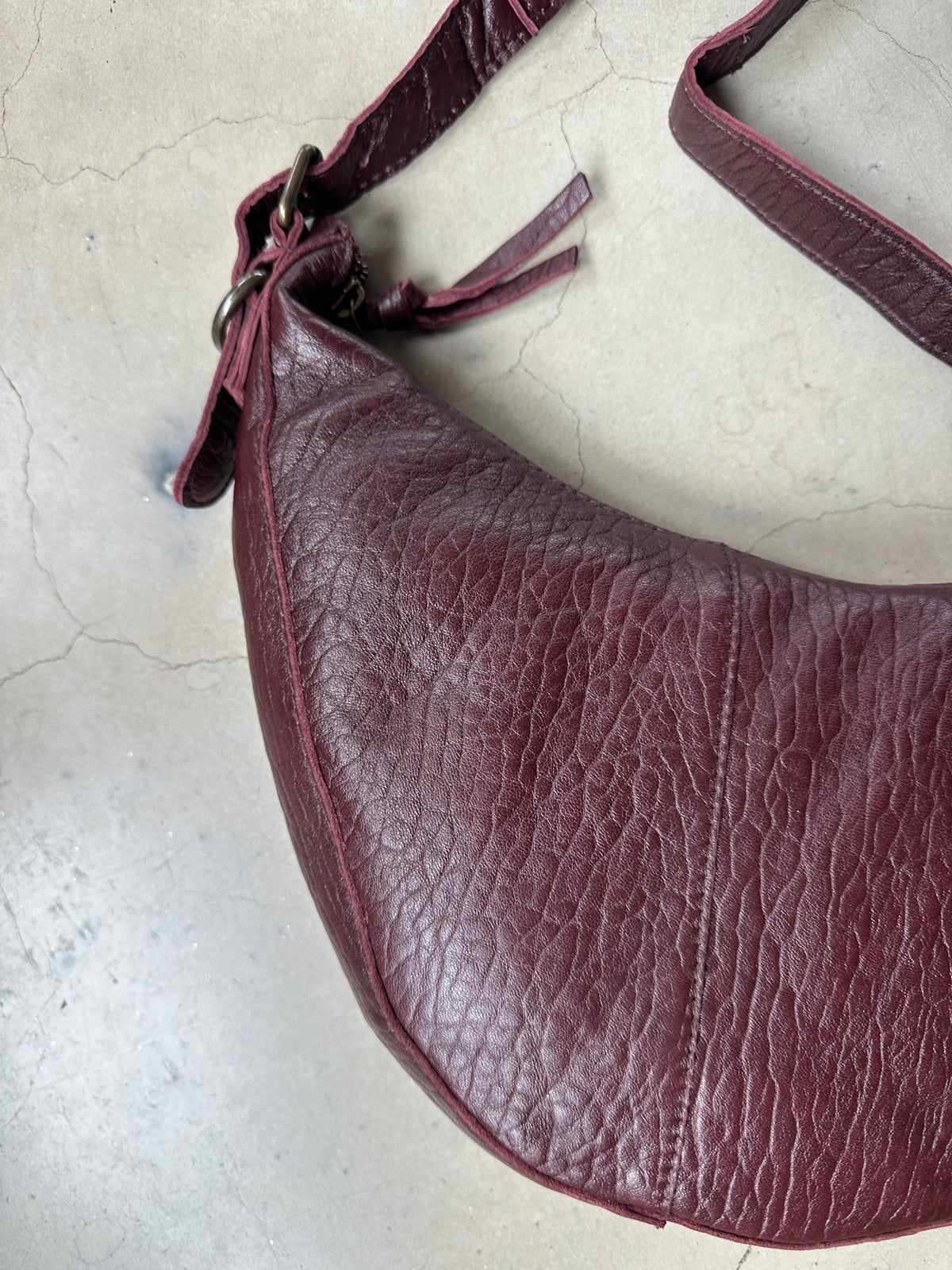 Pcstina Leather Shoulder Bag Tawny Port Bubble
