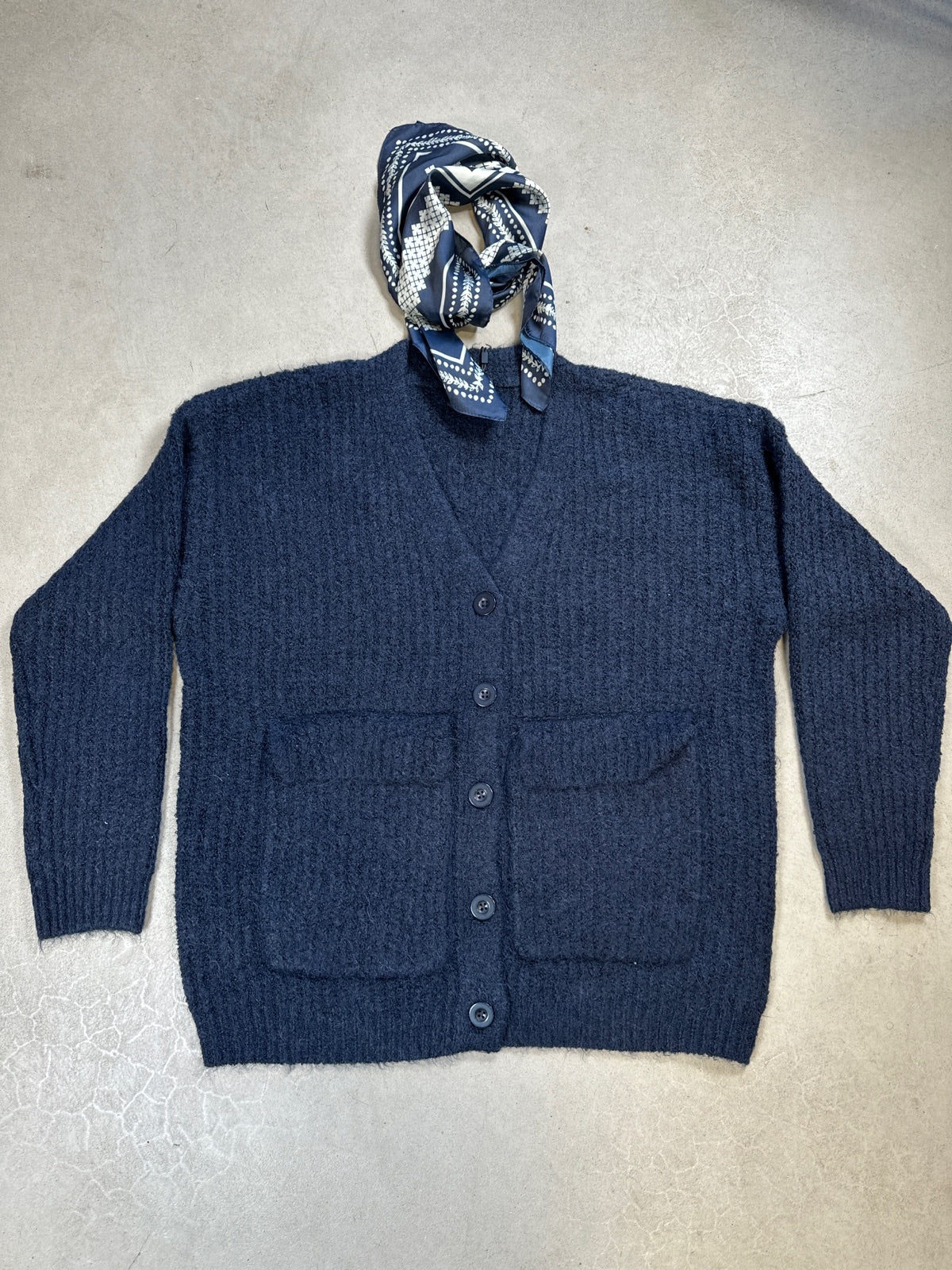 Pcsybil Long Sleeve Oversize Knit Cardigan Night Sky