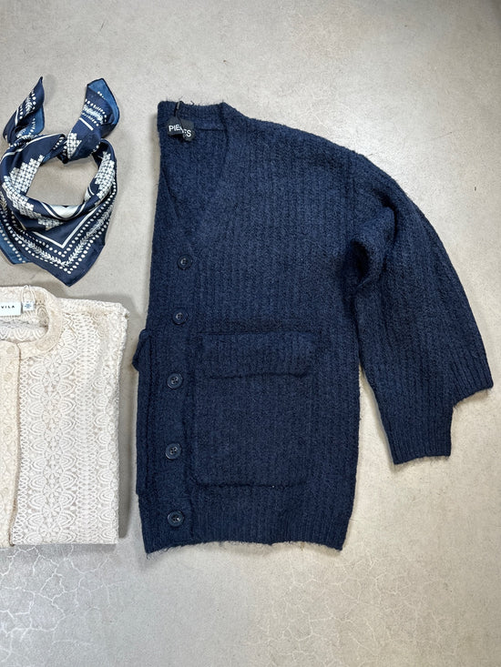 Pcsybil Long Sleeve Oversize Knit Cardigan Night Sky
