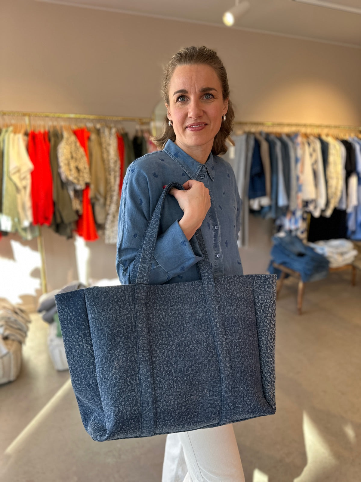 Pctailina Denim Shopper Blue Denim Leo