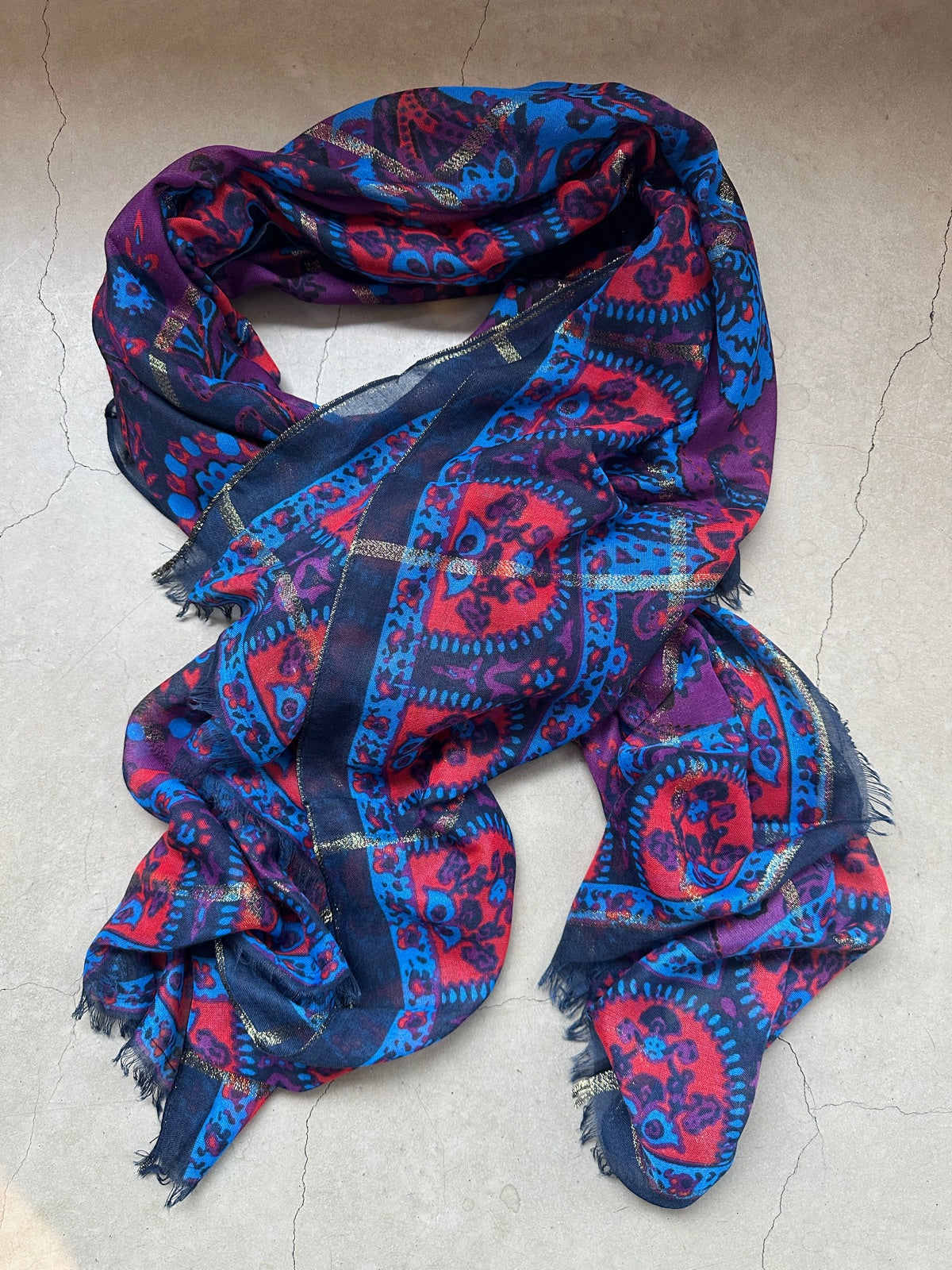 Pctasselo Long Printed Scarf Sky Captain Paisley