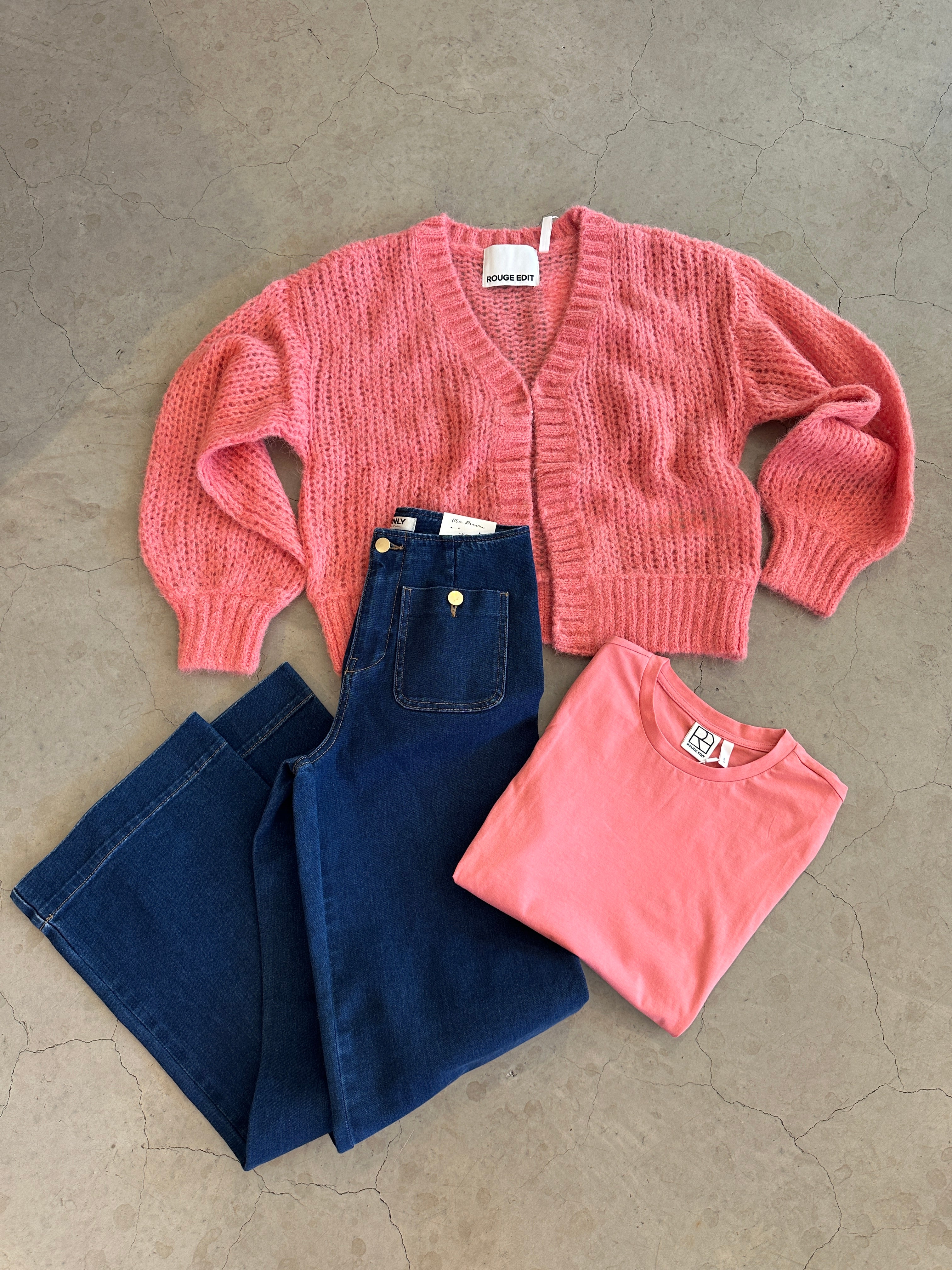 Roubanu Long Sleeve Open Cardigan Peach Blossom