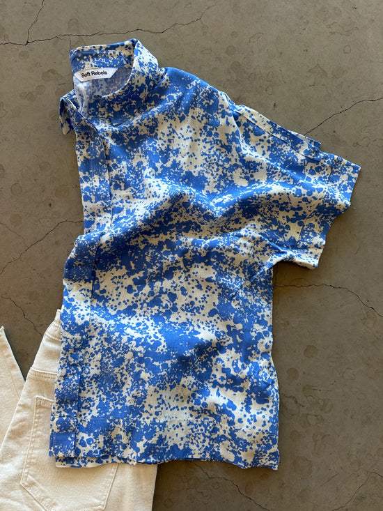 Sreleanor Freedom Ss Printed Shirt  Microscope Print Ultramarine