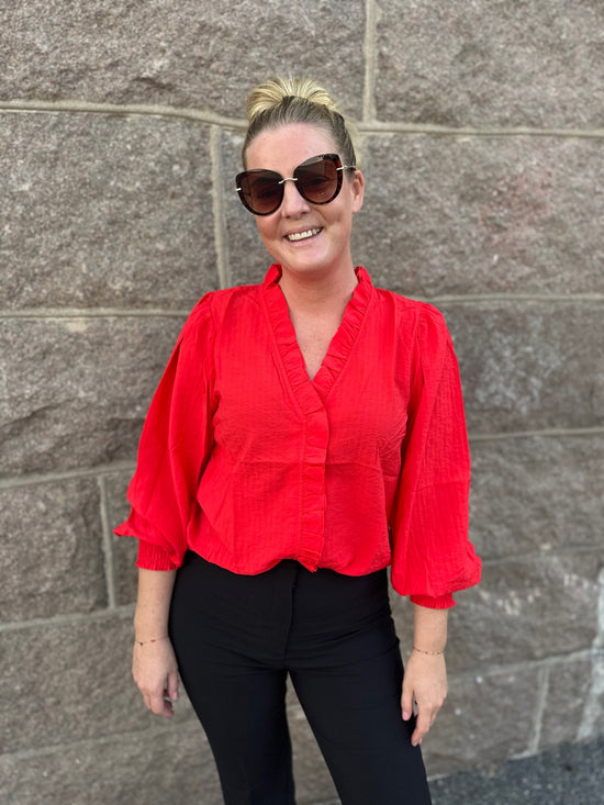 Shinacc Frill Ls Shirt Red