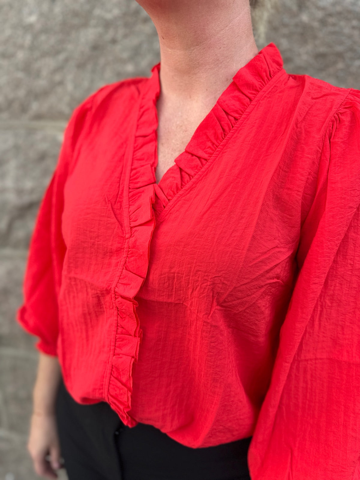 Shinacc Frill Ls Shirt Red