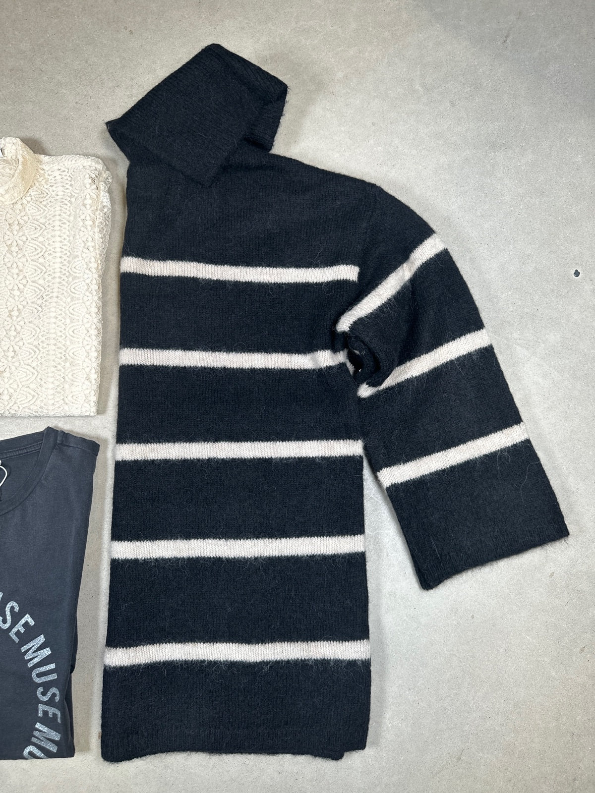 Slfalva Long Sleeve Collar Knit Black Birch