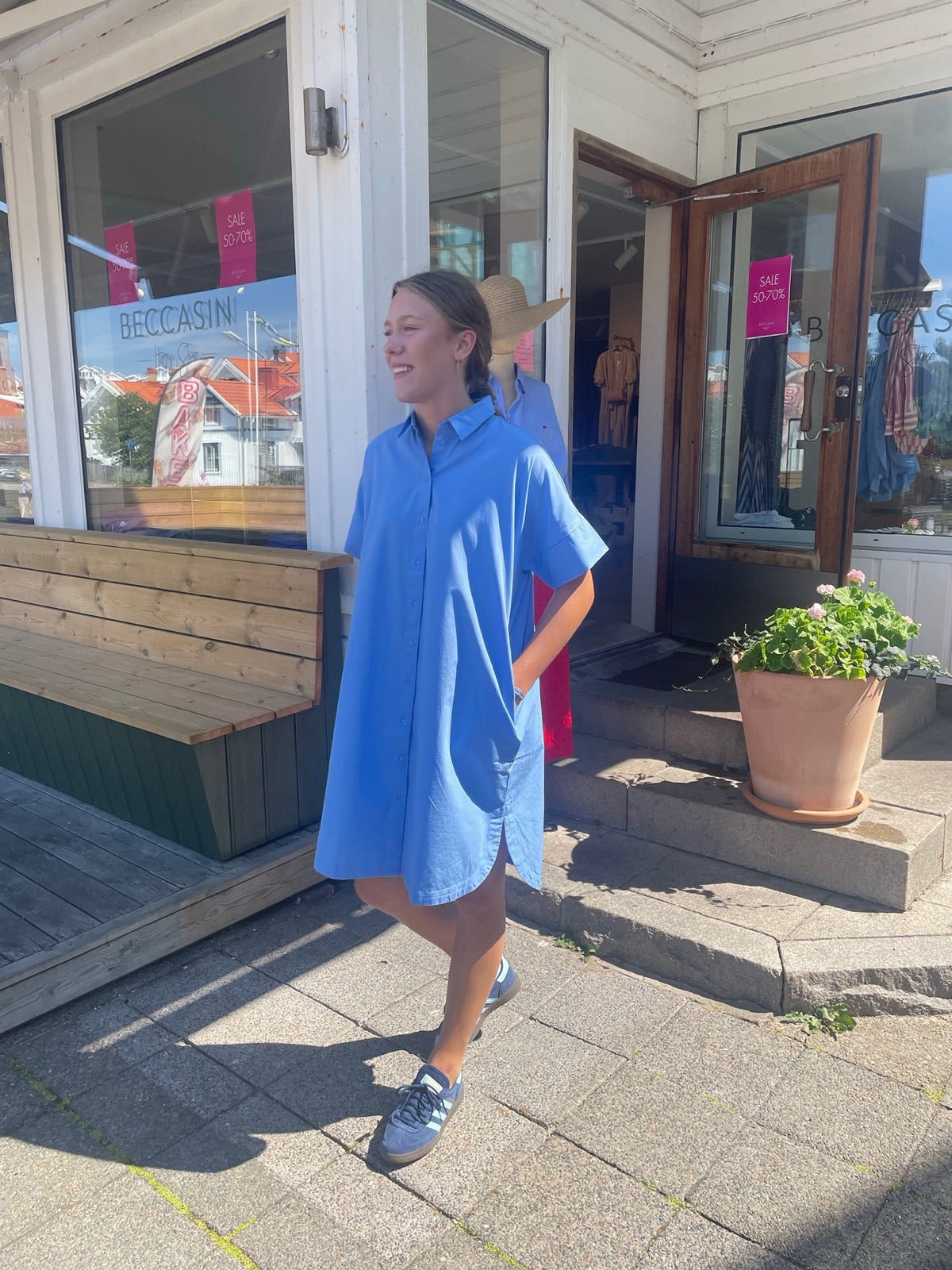 Slfblair Short Shirt Dress Cornflower Blue
