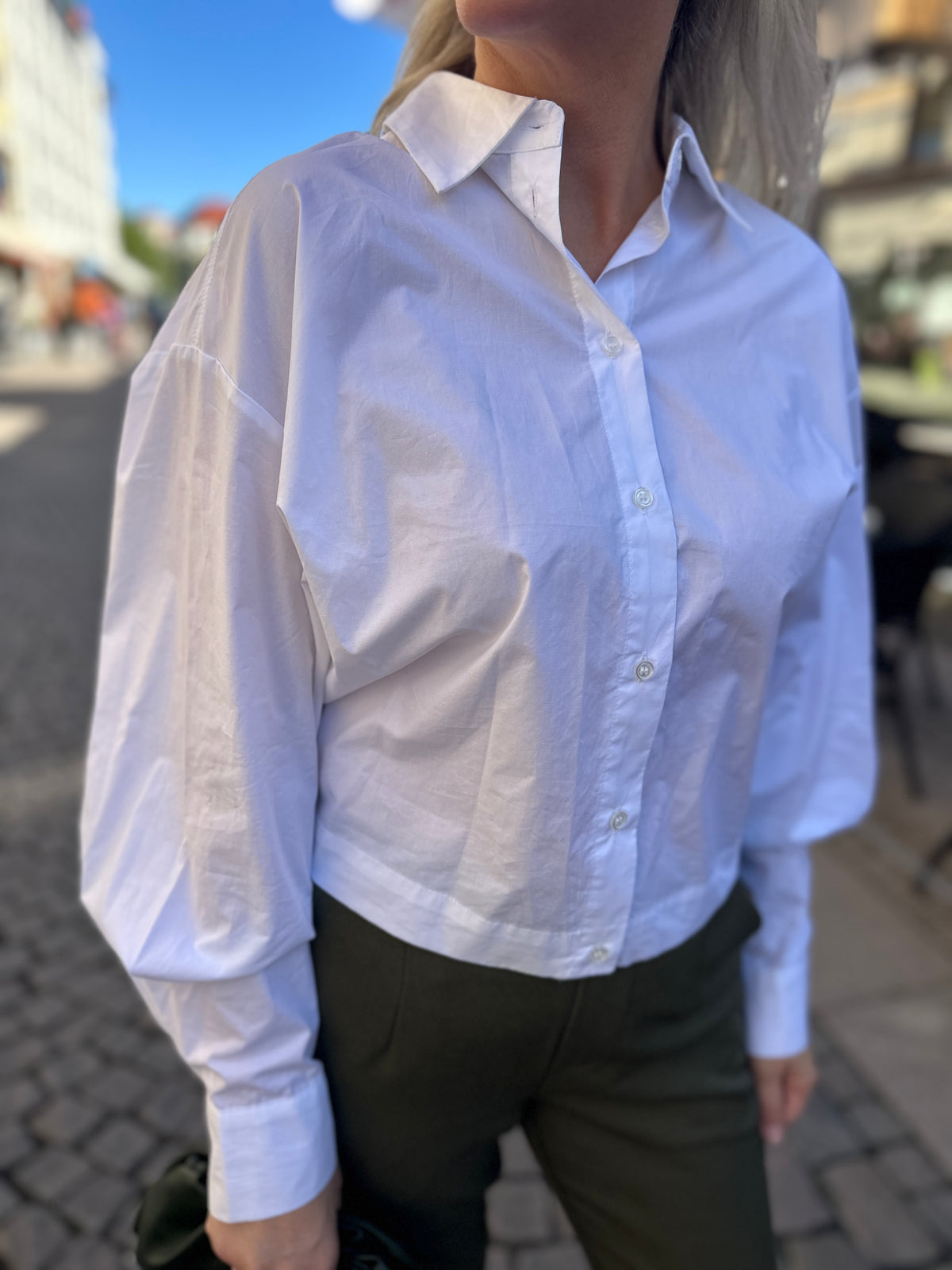 Slfdelia Relaxed Long Sleeve Cropped Shirt Bright White