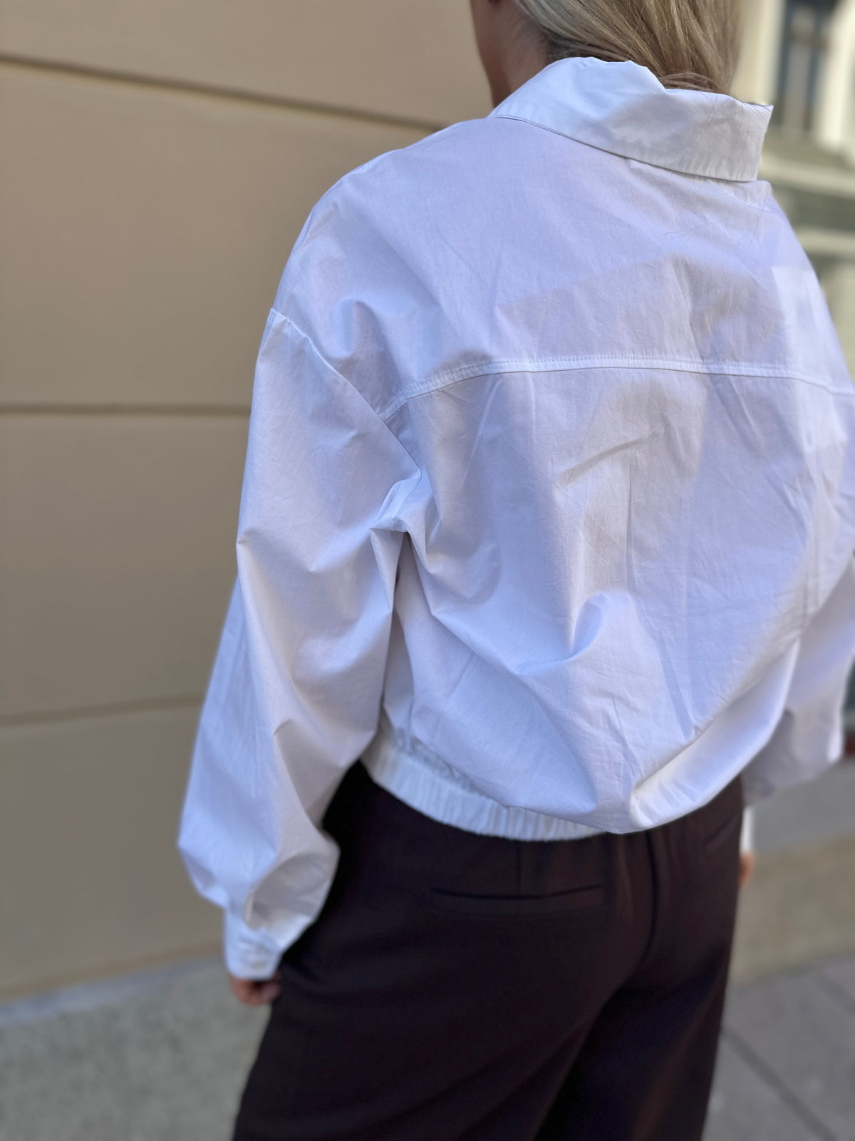 Slfdelia Relaxed Long Sleeve Cropped Shirt Bright White
