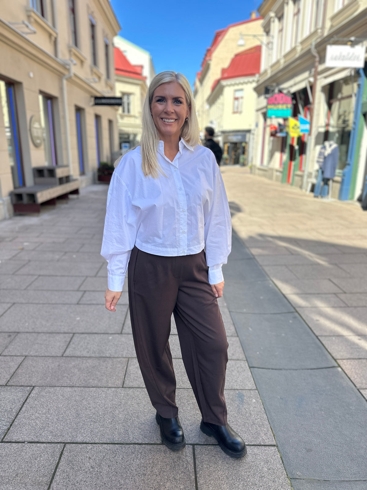 Slfdelia Relaxed Long Sleeve Cropped Shirt Bright White