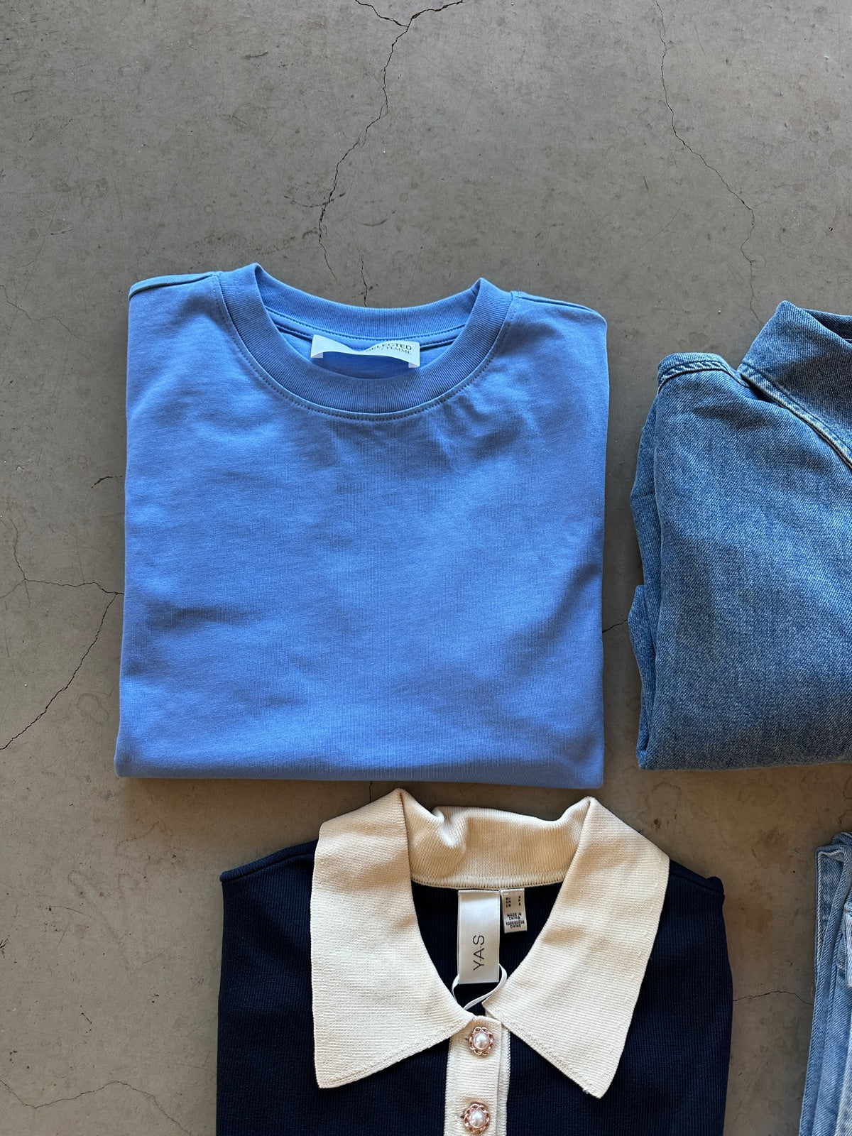 Slfessential Short Sleeve Boxy Tee Cornflower Blue