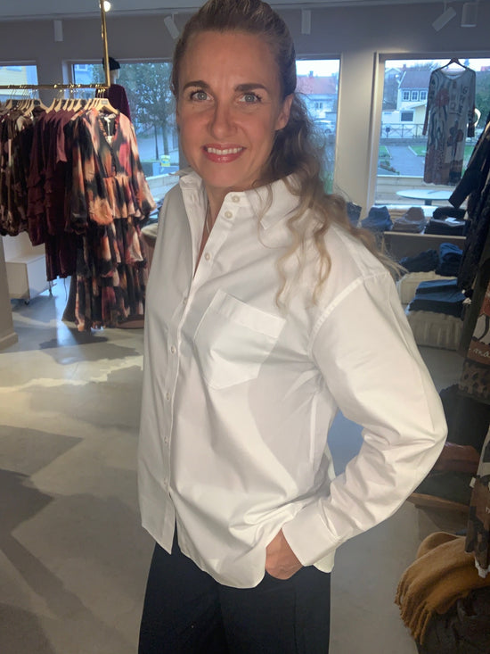 Slfester Long Sleeve Oversize Shirt Bright White