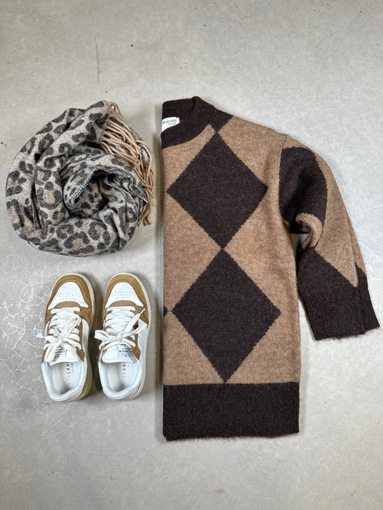 Slfharley Long Sleeve Long Knit O Neck Java Toasted Coconut