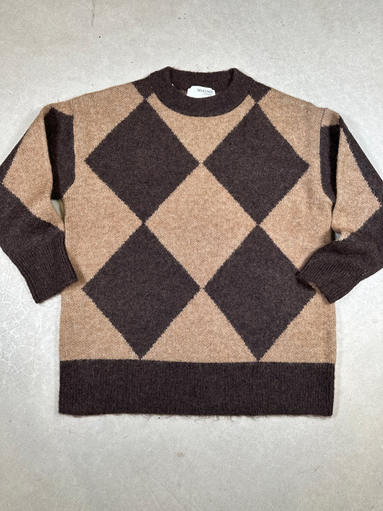 Slfharley Long Sleeve Long Knit O Neck Java Toasted Coconut