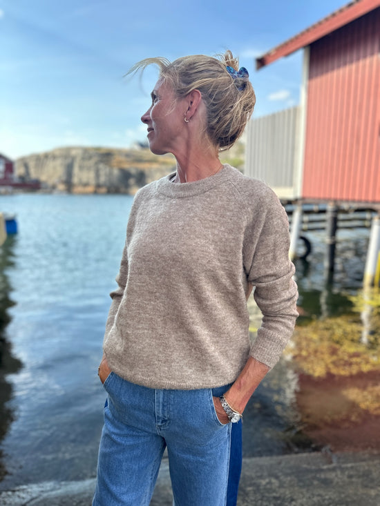 Slflulu Long Sleeve Knit O Neck Sepia Tint Melange