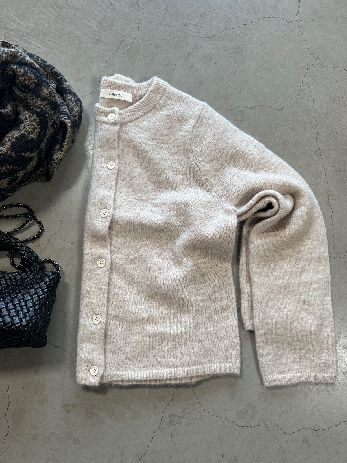 Slflulu New Long Sleeve Knit Cardigan Birch Melange