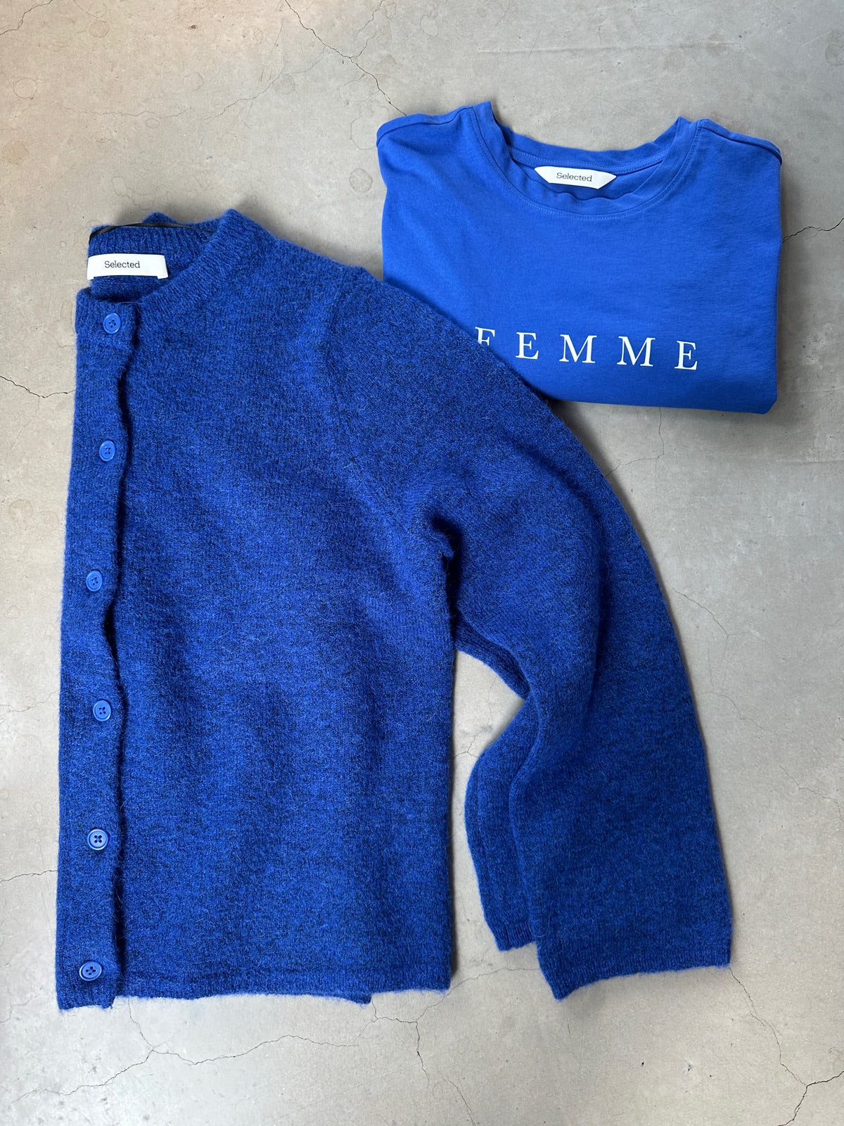 Slflulu New Long Sleeve Knit Cardigan Dazzling Blue Melange