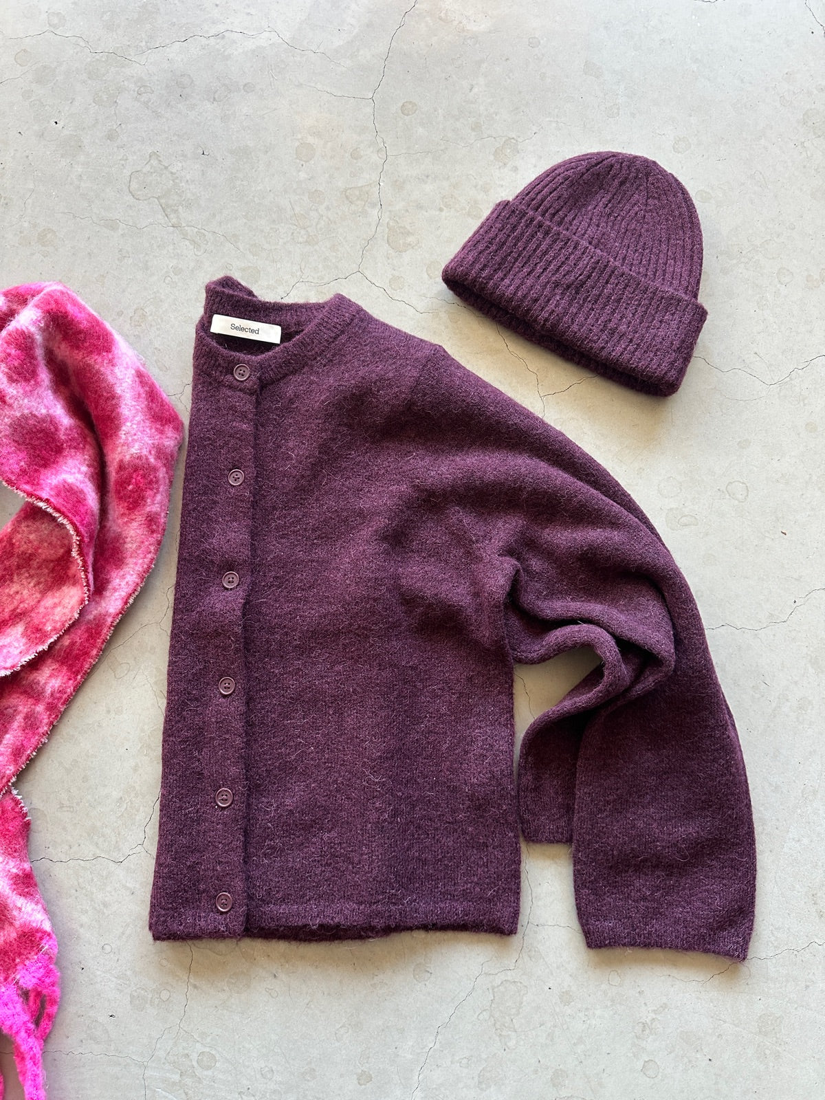 Slflulu New Long Sleeve Knit Cardigan Fig Melange