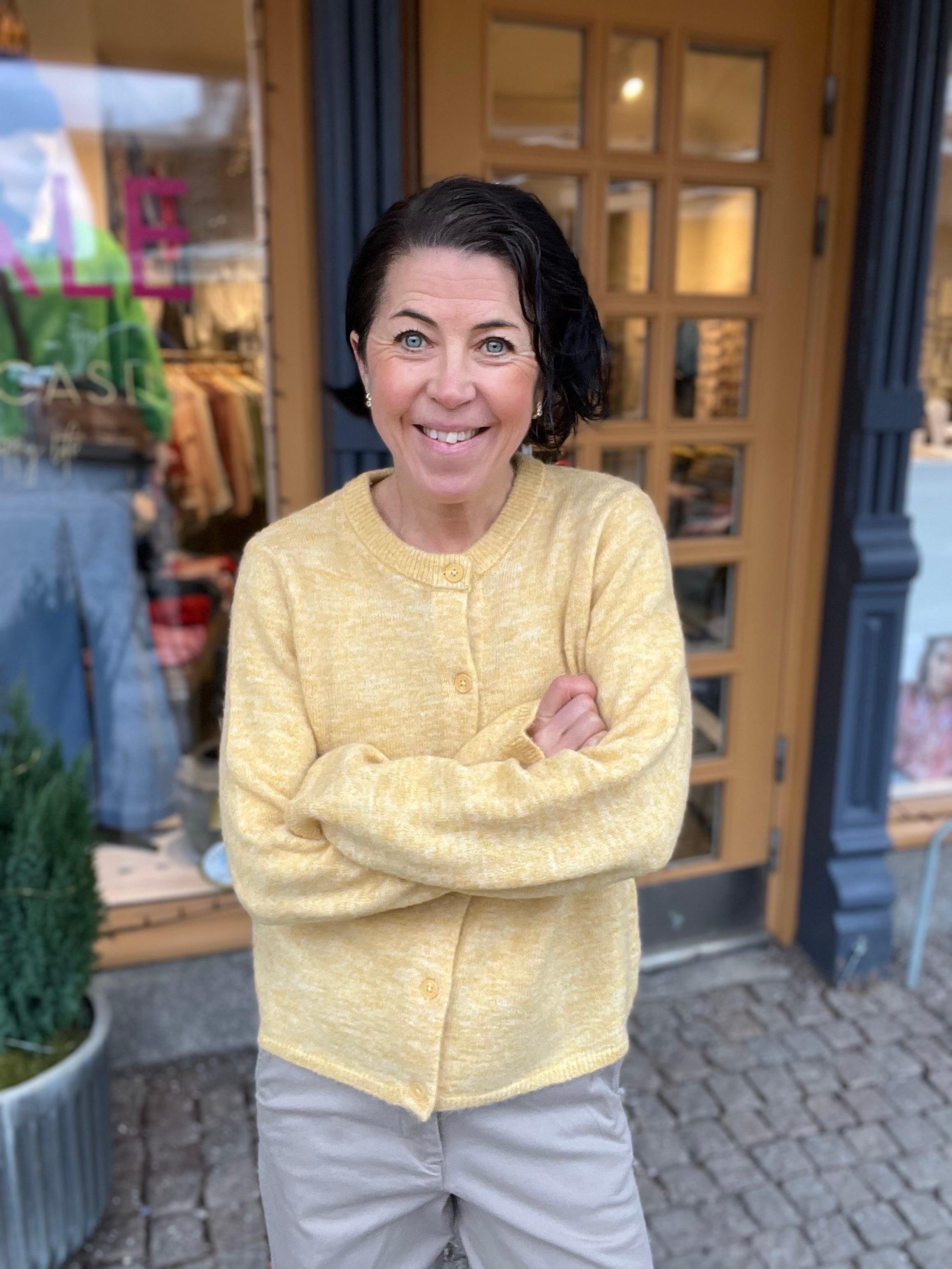 Slflulu New Long Sleeve Knit Cardigan Ochre Melange