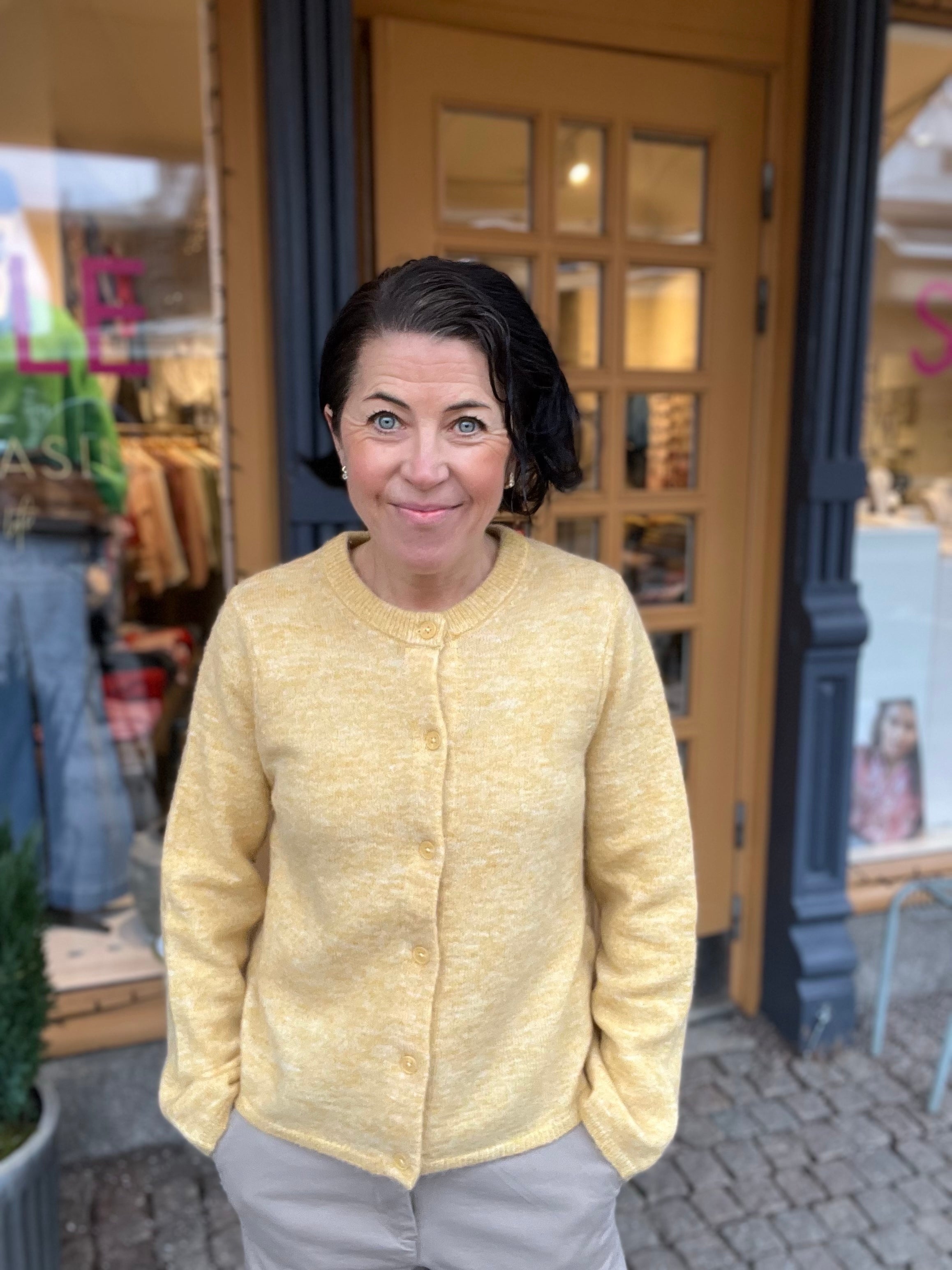 Slflulu New Long Sleeve Knit Cardigan Ochre Melange